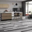 Luxent Loft Grey Wood Tiles in a kitchen/diner setting