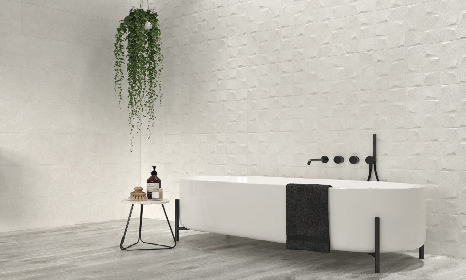 White Bathroom Tile Ideas - Baku White Bathroom Tiles