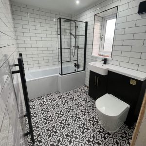 Boulevard Black and White Ceramic Floor Tiles Customer Bathroom Photo