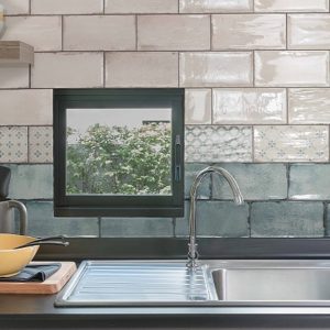 Vita Beige Brick Tiles as a kitchen feature wall