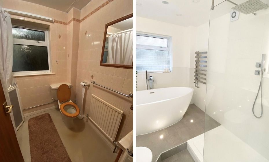 Grey Industrial Tiles - Before and After - Bathroom
