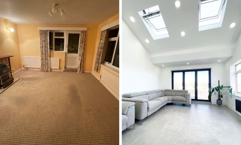 Grey Industrial Tiles - Before and After - Living Room