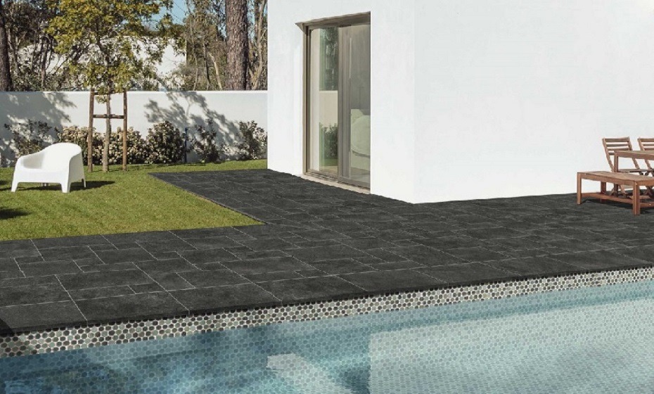 Brittany Black Modular Stone Effect Porcelain Floor Tiles