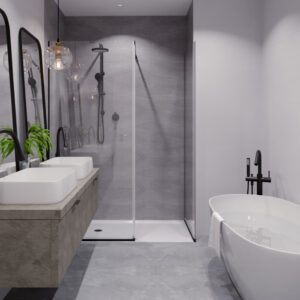Adonis Steel Slate Effect Floor Tiles – Matt, Porcelain, Rectified - Room Setting