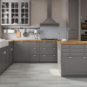 Mountain Grey Wood Effect Floor Tiles - Room Setting