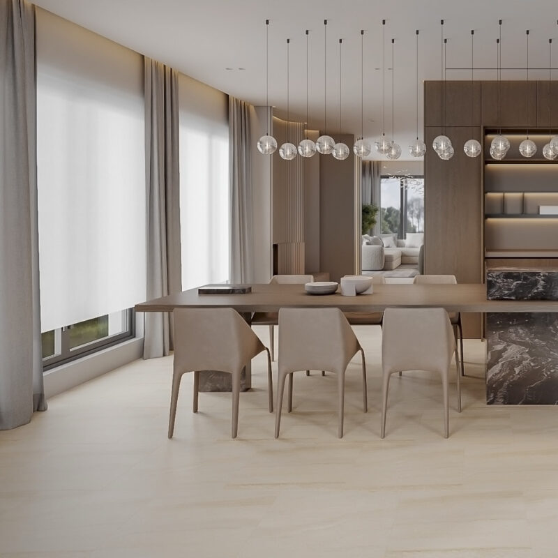 Dyna Large Cream Floor Tiles - Gloss, Rectified, Porcelain