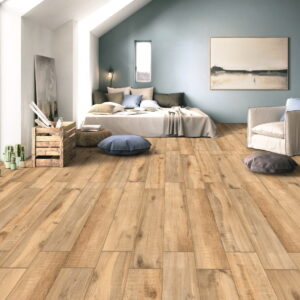 Graphite Honey Porcelain Wood Tiles - Room Setting