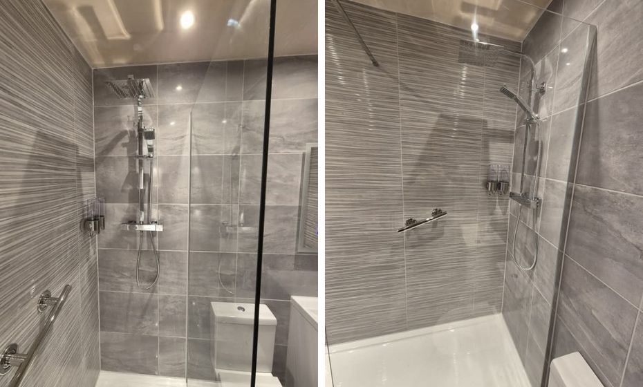 Fred Grey Gloss Ensuite Tiles - Shower After