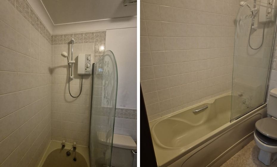 Fred Grey Gloss Ensuite Tiles - Shower Before Pics